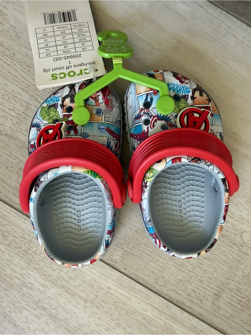 CROCS Kids Avengers Graphic Clog with Red Strap and Light Blue Base